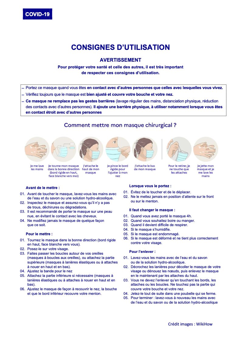 Entretien des masques covid